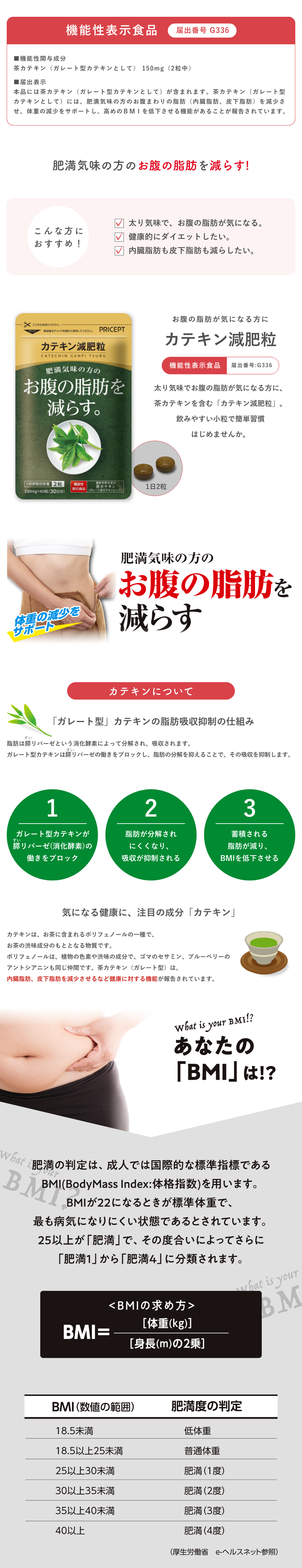 カテキン減肥粒 60粒・30日分（3個組）【機能性表示食品】肥満気味の方